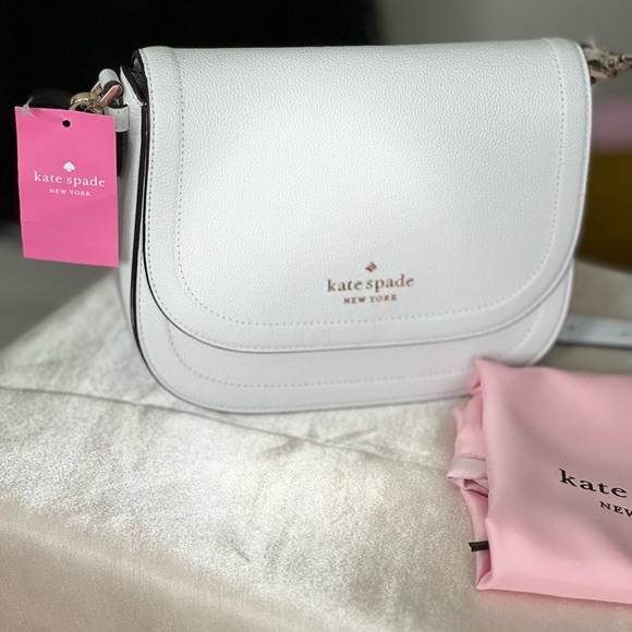 kate spade Bags Kate Spade Saddle Bag Pebbled Leather White Dove
